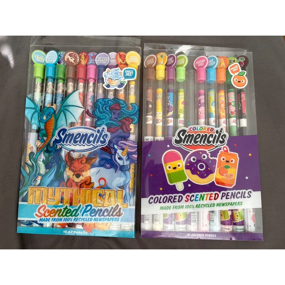 Scentco Smencils Mythical #2 & Colored Scented Pencils Recycled Newspaper 19pk
